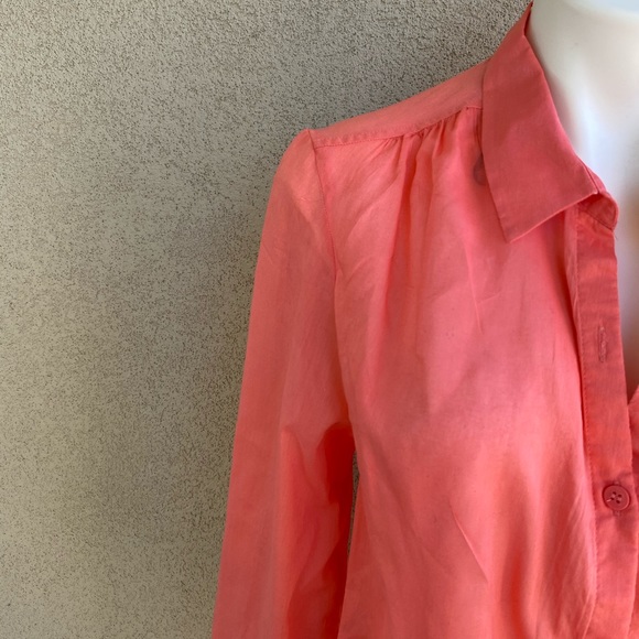 Orange Crush Button Down Boyfriend Shirt Dress - Picture 5 of 6
